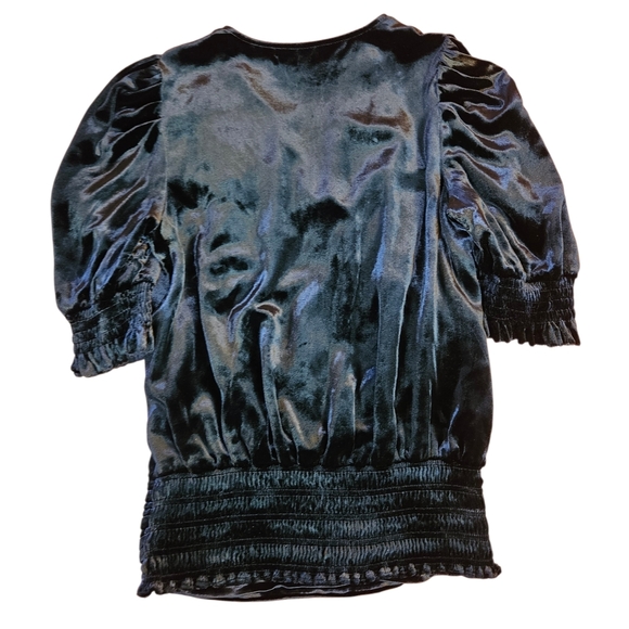 NWOT Ramy Brook Flora Velvet Short-sleeve Blouse Black S - Picture 3 of 7